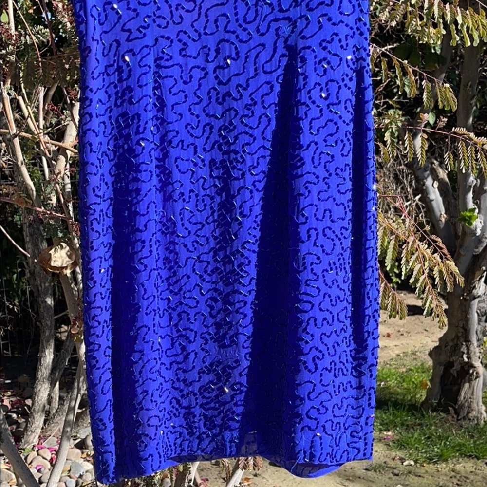 Royal Blue Sequence Evening Dress. Size 8. - Picture 6 of 10